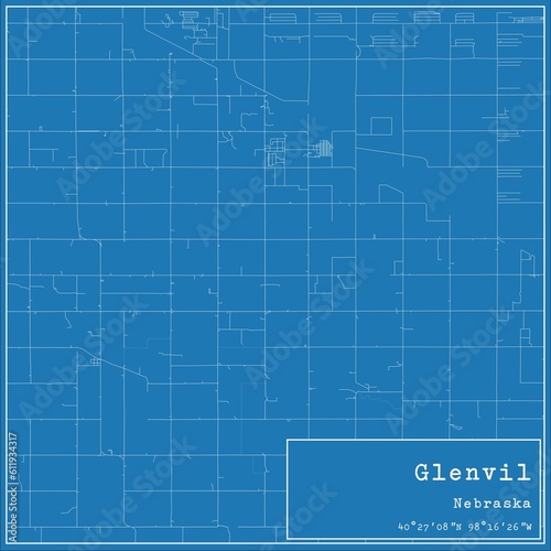 Blueprint US city map of Glenvil, Nebraska.