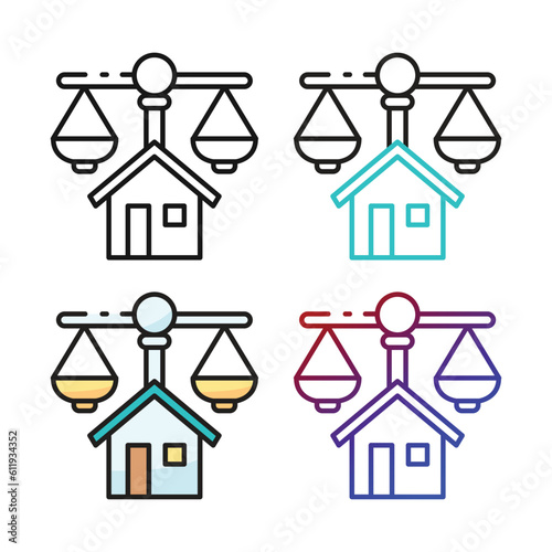 Property law icon design in four variation color