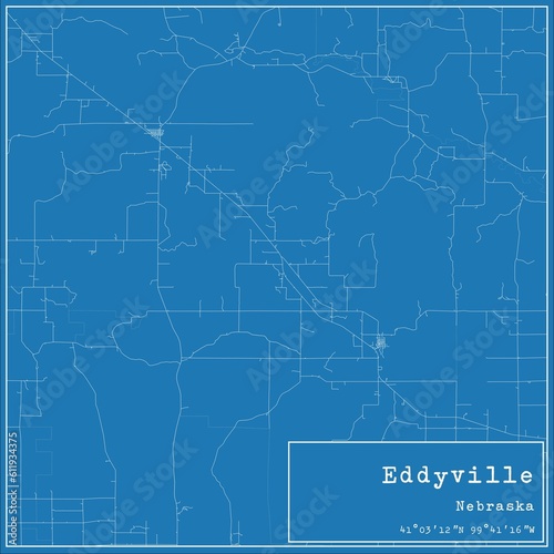 Blueprint US city map of Eddyville  Nebraska.