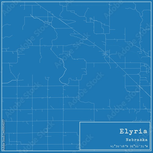 Blueprint US city map of Elyria  Nebraska.