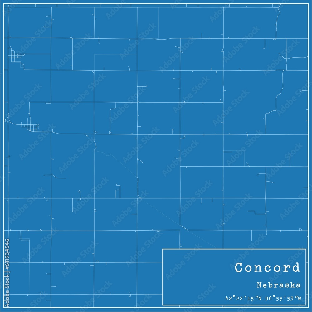 Obraz premium Blueprint US city map of Concord, Nebraska.