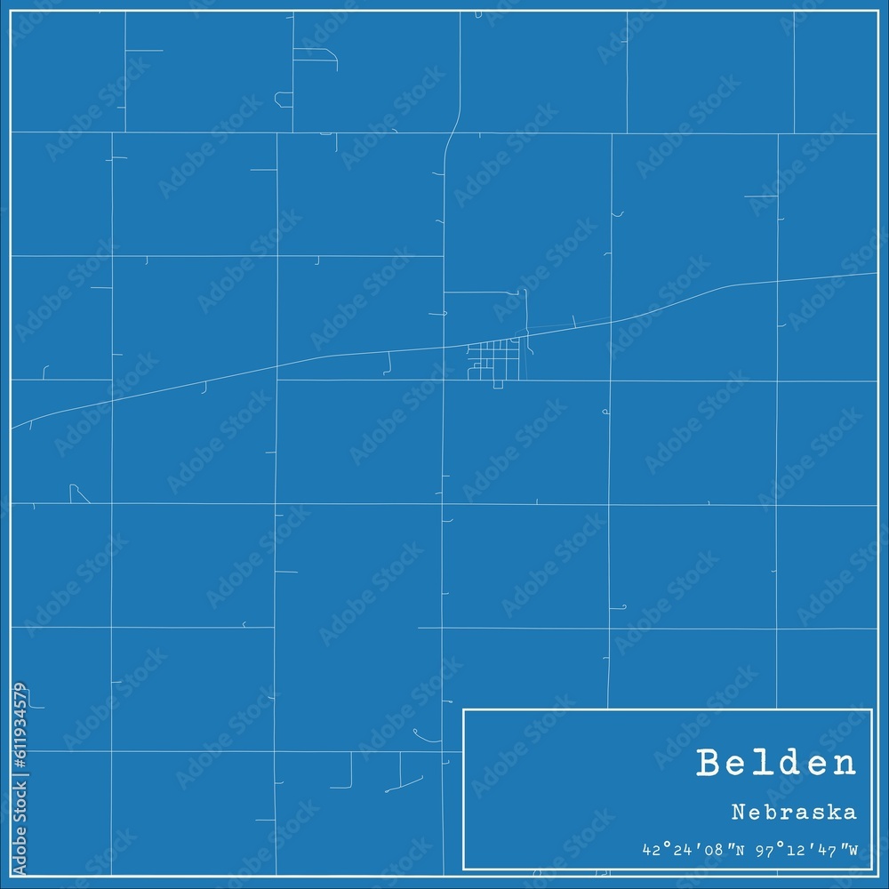 Blueprint US city map of Belden, Nebraska. Blueprint US city map of Belden, Nebraska.