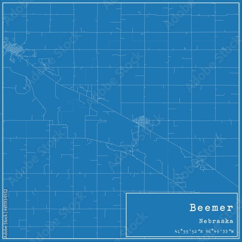 Blueprint US city map of Beemer, Nebraska. photo