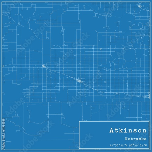 Blueprint US city map of Atkinson, Nebraska. photo