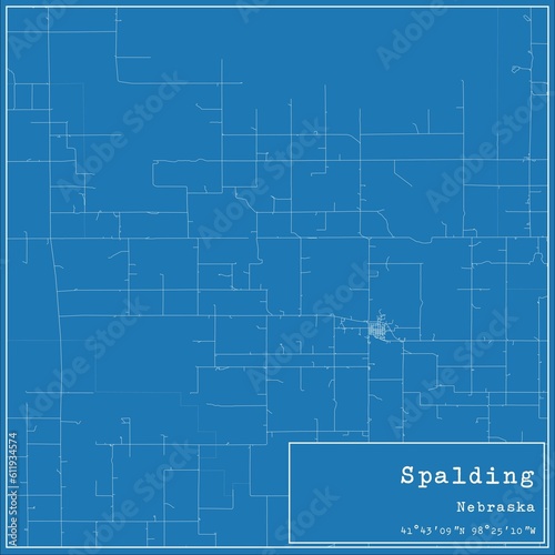 Blueprint US city map of Spalding, Nebraska.