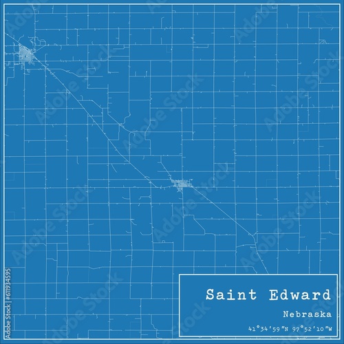 Blueprint US city map of Saint Edward, Nebraska.