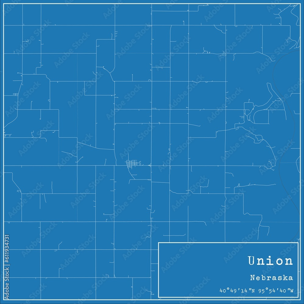 Blueprint US city map of Union, Nebraska. Blueprint US city map of Union, Nebraska.