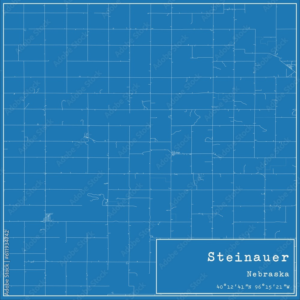 Blueprint US city map of Steinauer, Nebraska.