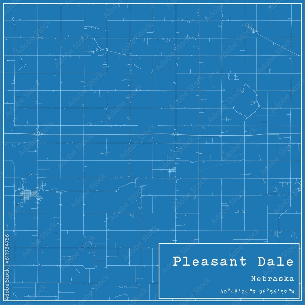 Blueprint US city map of Pleasant Dale, Nebraska.