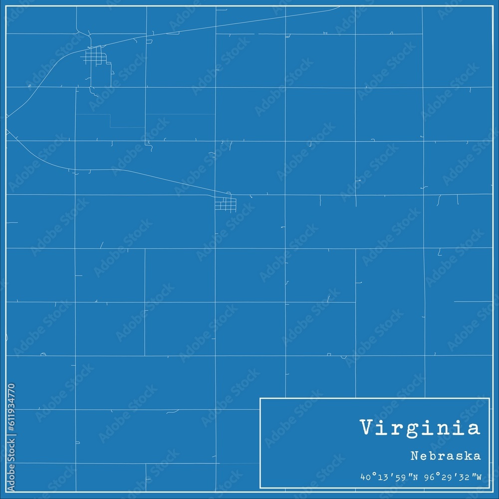 Blueprint US city map of Virginia, Nebraska.