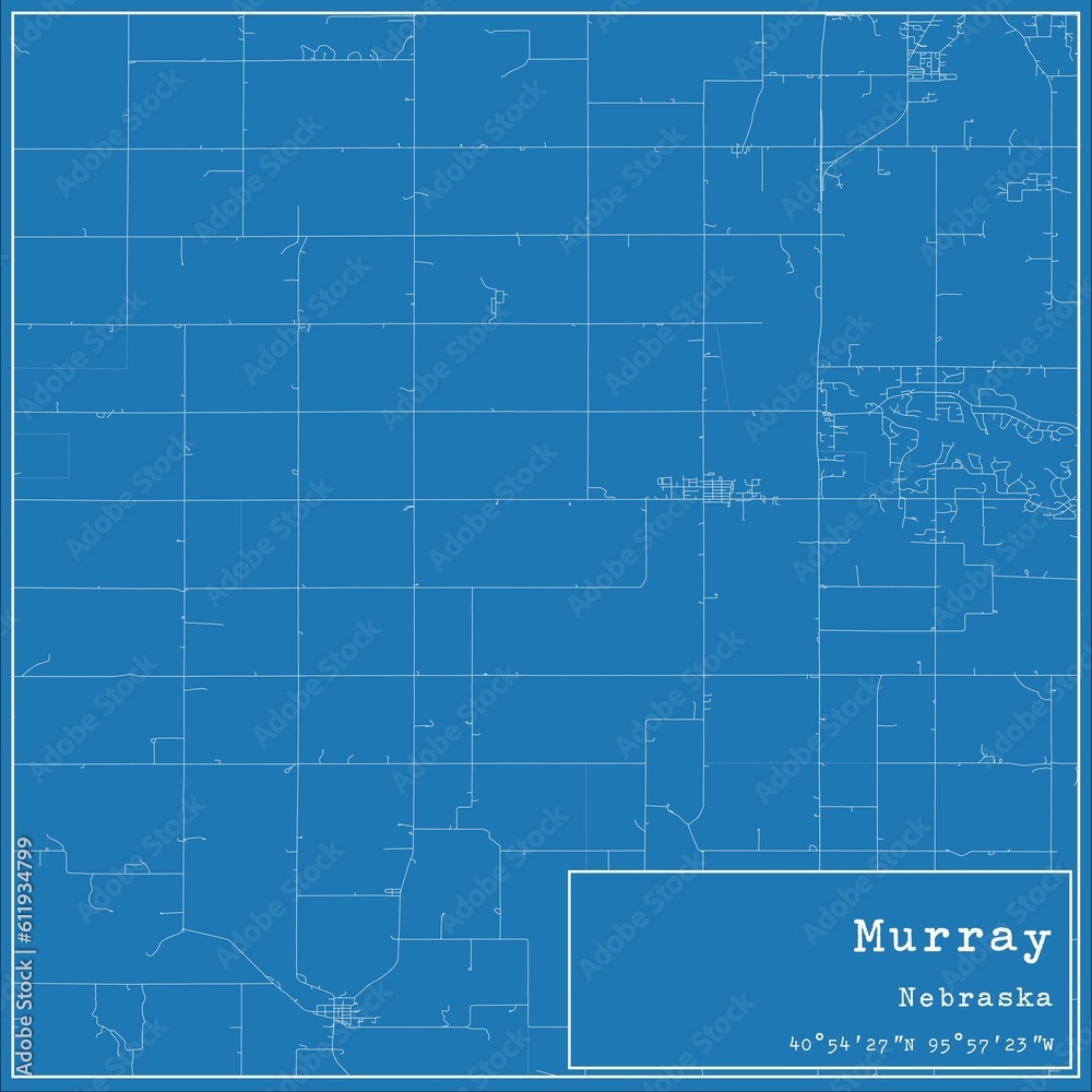 Blueprint US city map of Murray, Nebraska.