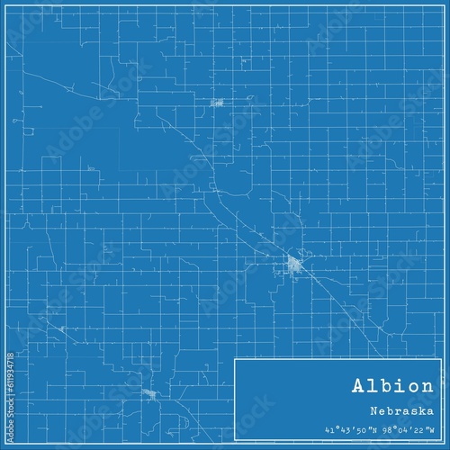 Blueprint US city map of Albion, Nebraska. photo