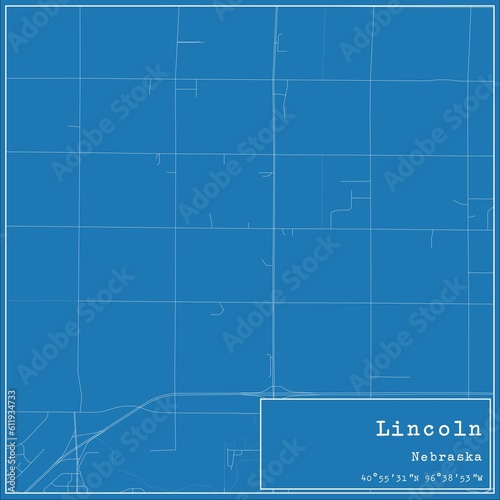 Blueprint US city map of Lincoln, Nebraska. © Rezona