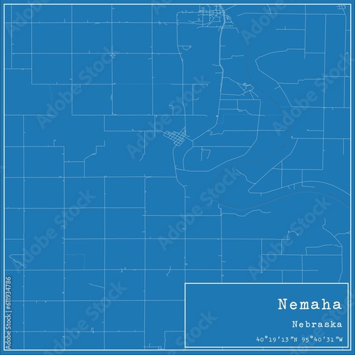 Blueprint US city map of Nemaha, Nebraska. photo