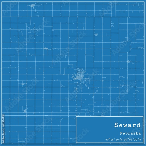 Blueprint US city map of Seward  Nebraska.