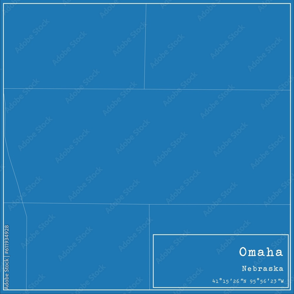 Blueprint US city map of Omaha, Nebraska. Blueprint US city map of Omaha, Nebraska.