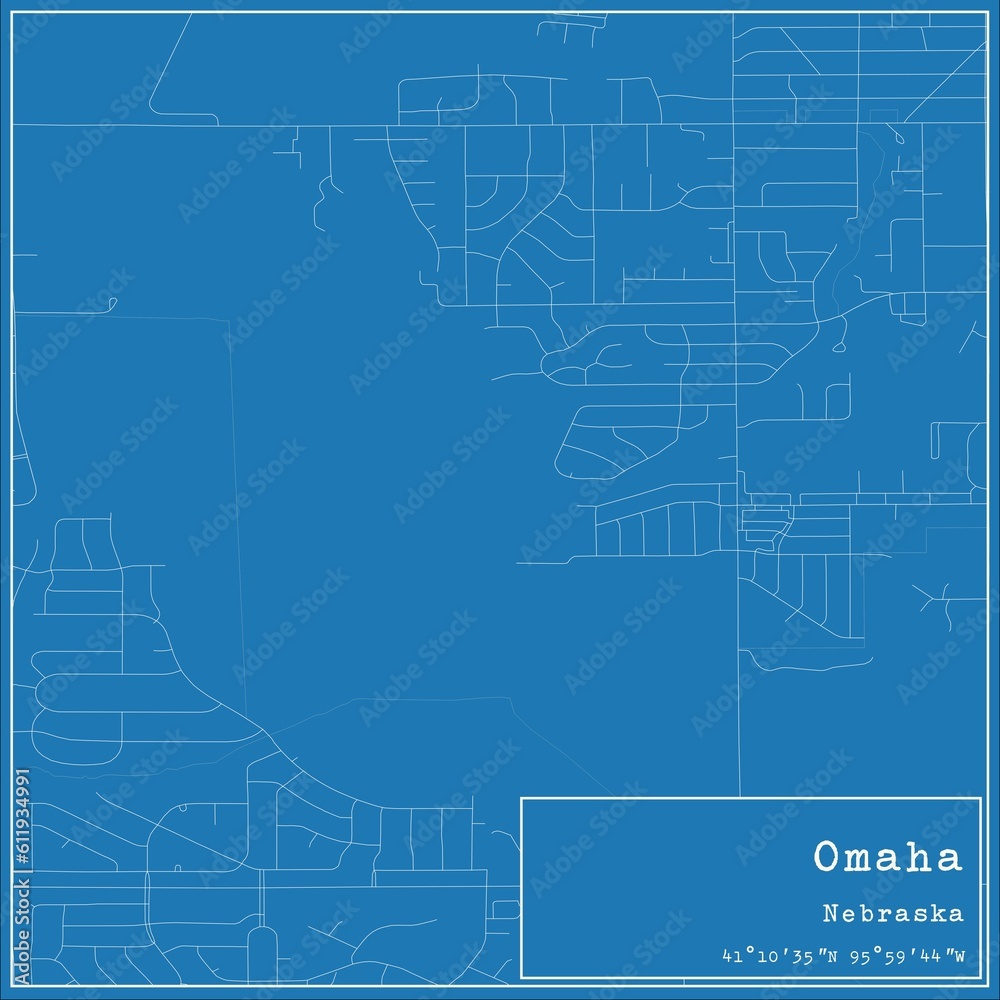 Obraz premium Blueprint US city map of Omaha, Nebraska.