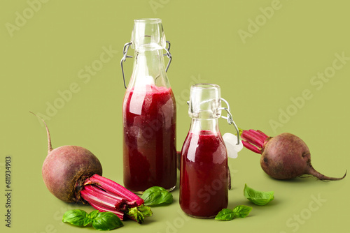 Fresh beetroot juice in gla...