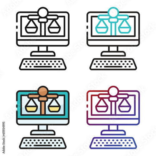 Cyber crime law icon design in four variation color