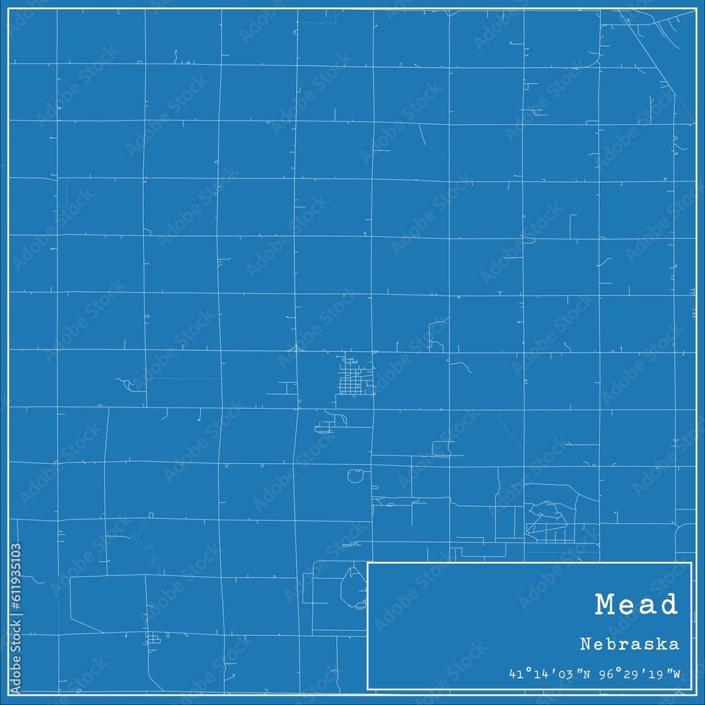 Obraz premium Blueprint US city map of Mead, Nebraska.