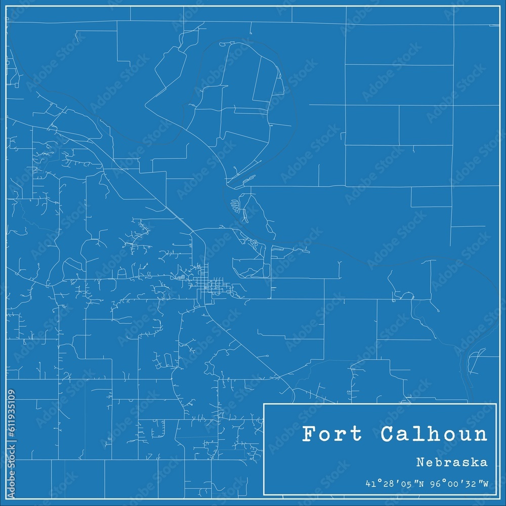 Blueprint US city map of Fort Calhoun, Nebraska. Blueprint US city map of Fort Calhoun, Nebraska.