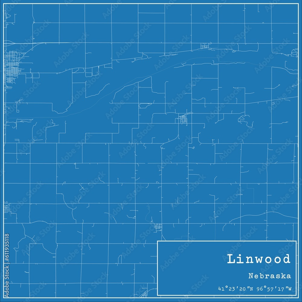 Blueprint US city map of Linwood, Nebraska.
