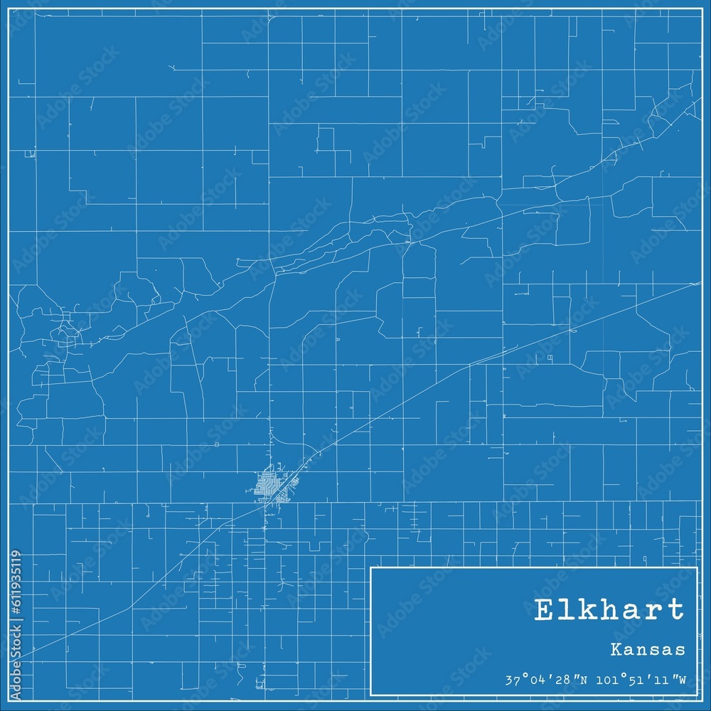 Blueprint US city map of Elkhart, Kansas. Blueprint US city map of Elkhart, Kansas.