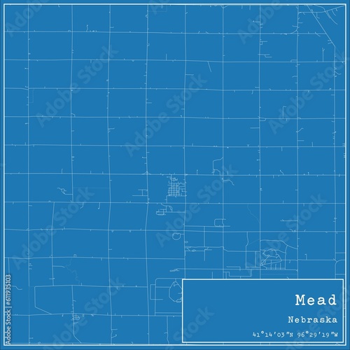 Blueprint US city map of Mead  Nebraska.