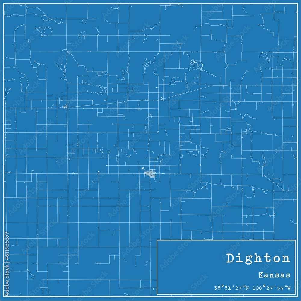 Blueprint US city map of Dighton, Kansas. Blueprint US city map of Dighton, Kansas.