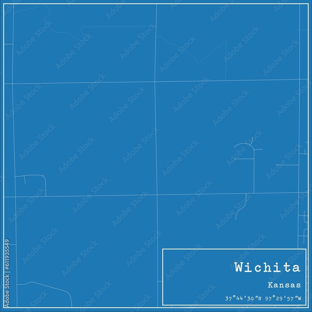 Blueprint US city map of Wichita, Kansas. Blueprint US city map of Wichita, Kansas.