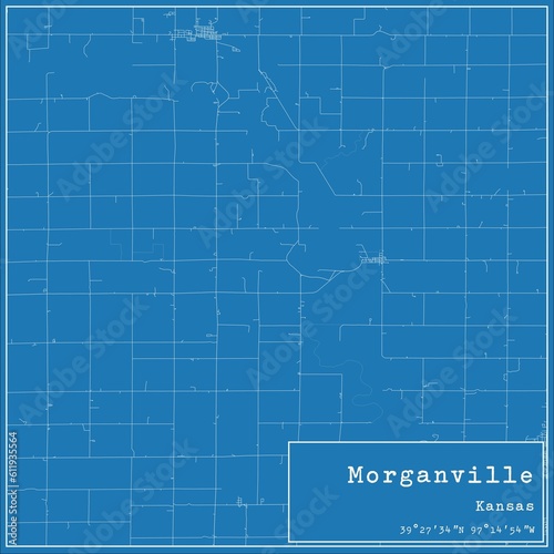 Blueprint US city map of Morganville  Kansas.