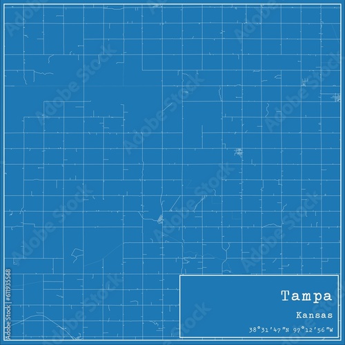 Blueprint US city map of Tampa  Kansas.