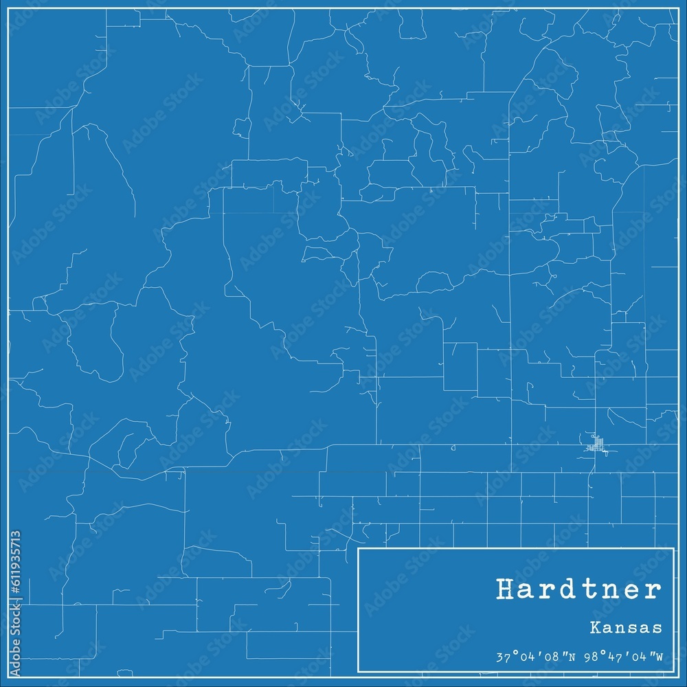 Blueprint US city map of Hardtner, Kansas.