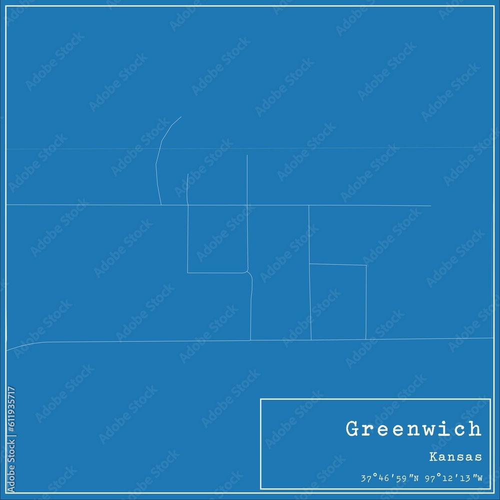Blueprint US city map of Greenwich, Kansas. Blueprint US city map of Greenwich, Kansas.
