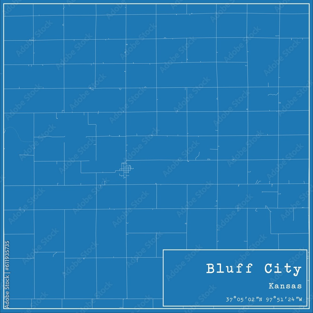 Blueprint US city map of Bluff City, Kansas. Blueprint US city map of Bluff City, Kansas.