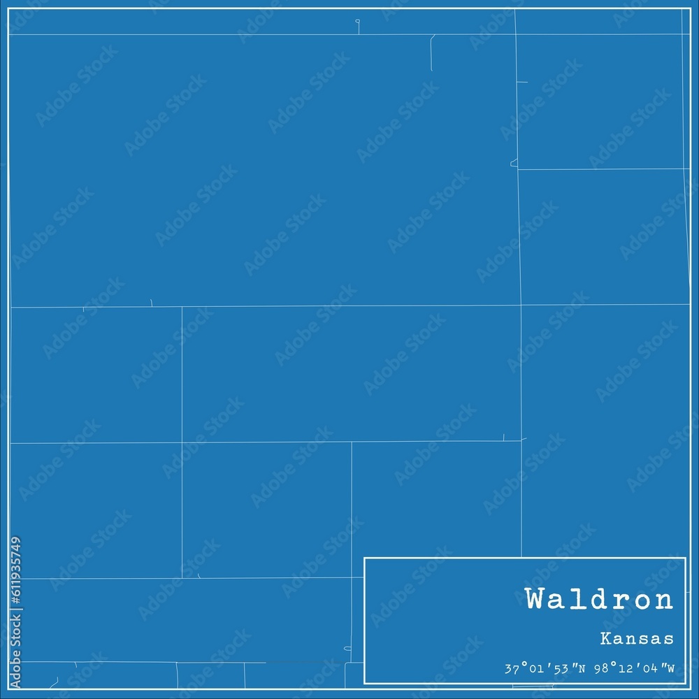 Blueprint US city map of Waldron, Kansas. Blueprint US city map of Waldron, Kansas.