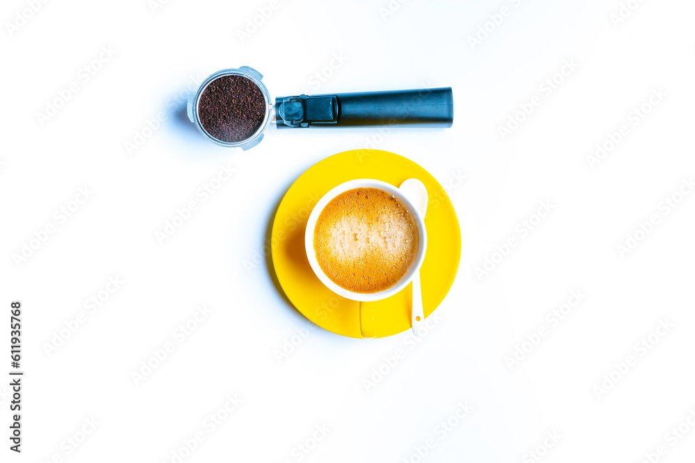 Yellow coffee cup isolated on white background Yellow coffee cup isolated on white background