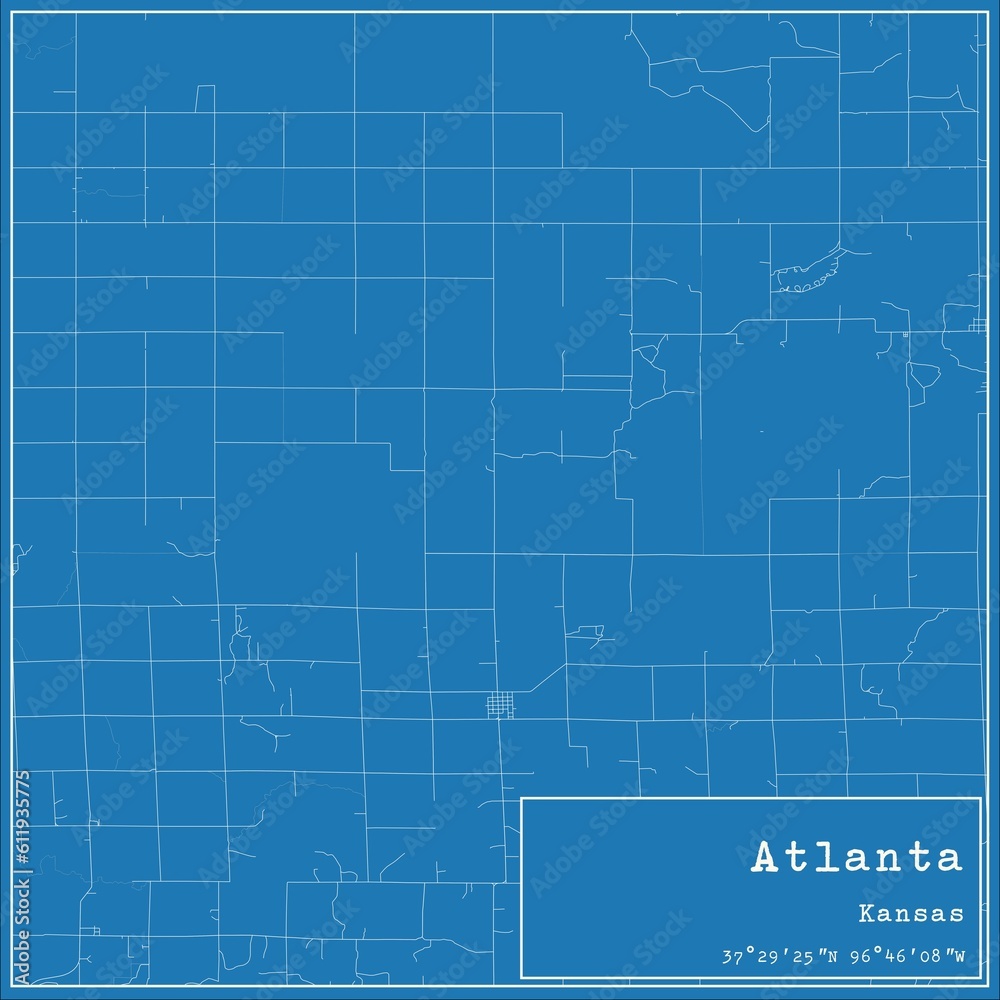 Blueprint US city map of Atlanta, Kansas.