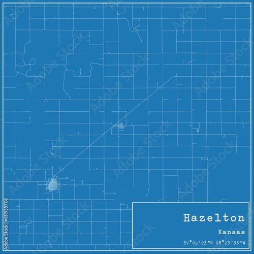 Blueprint US city map of Hazelton  Kansas.