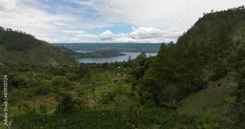 Wallpaper Mural Mountains with forest and Lake Toba. Samosir Island. Sumatra, Indonesia. Torontodigital.ca