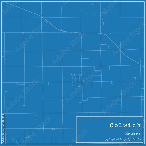 Blueprint US city map of Colwich, Kansas. © Rezona