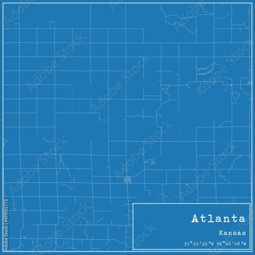 Blueprint US city map of Atlanta, Kansas.