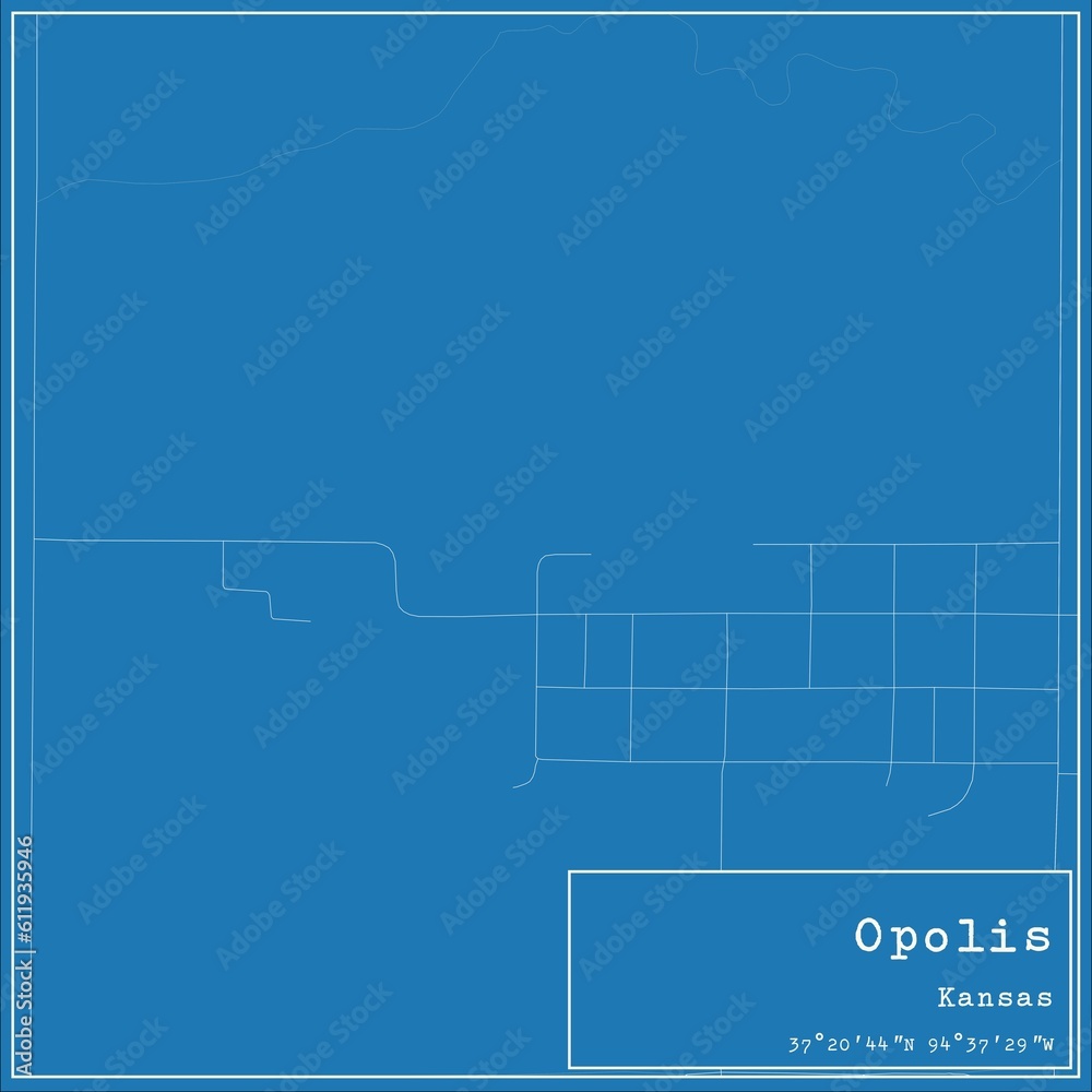 Blueprint US city map of Opolis, Kansas. Blueprint US city map of Opolis, Kansas.