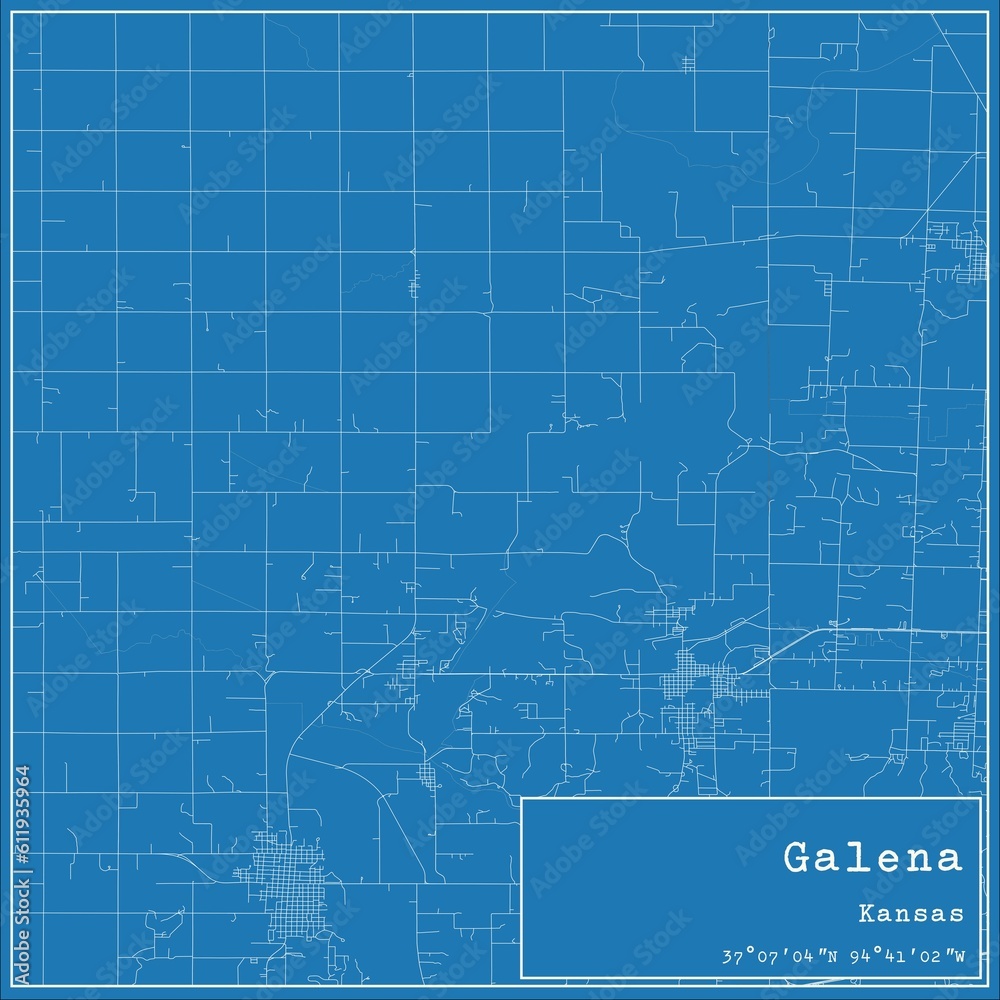 Fototapeta premium Blueprint US city map of Galena, Kansas.