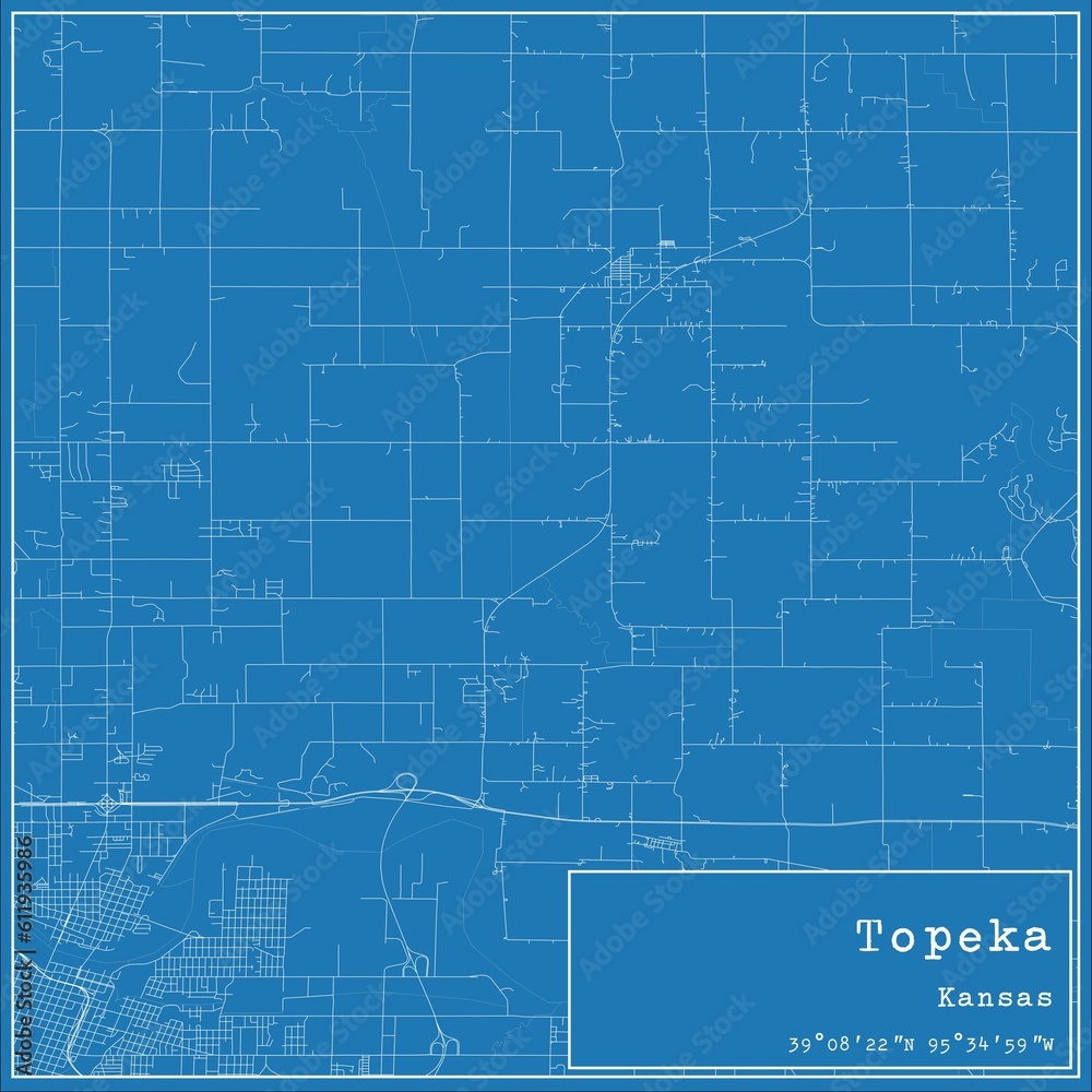 Blueprint US city map of Topeka, Kansas. Blueprint US city map of Topeka, Kansas.
