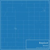 Blueprint US city map of Hepler, Kansas.