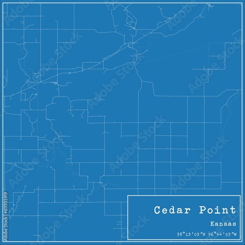 Blueprint US city map of Cedar Point  Kansas.