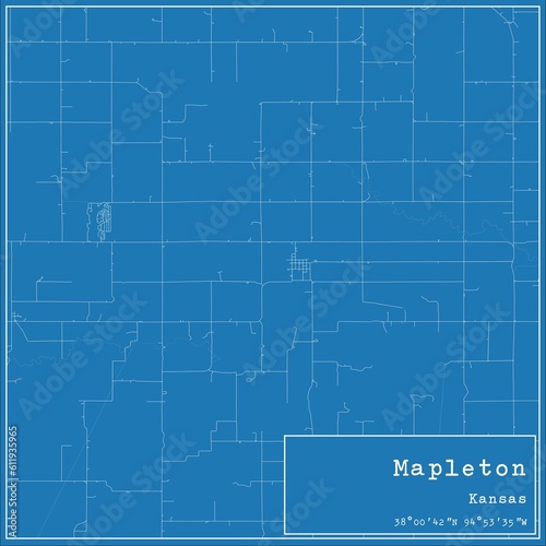 Blueprint US city map of Mapleton, Kansas.