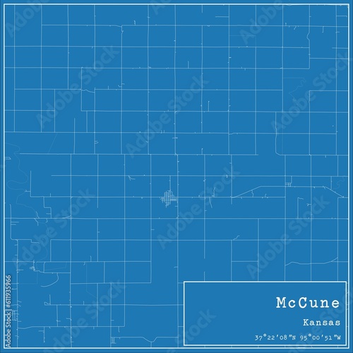Blueprint US city map of McCune  Kansas.