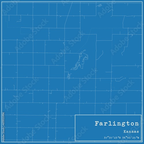 Blueprint US city map of Farlington, Kansas. photo